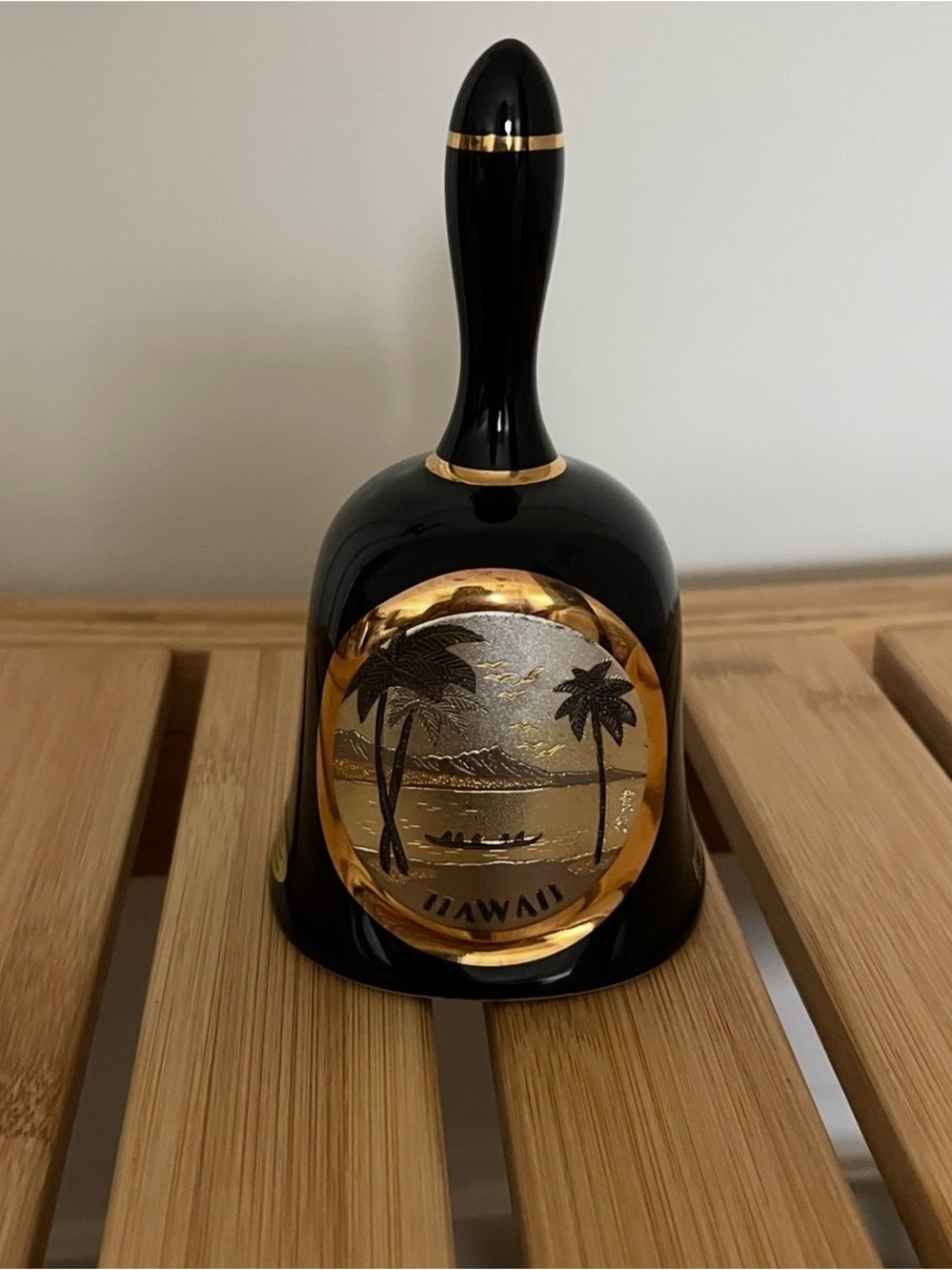 Hawaiian Souvenir Decorative Bell - Black and Gold